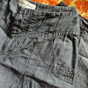 Guess linen mid-rise low-rise wide leg pants